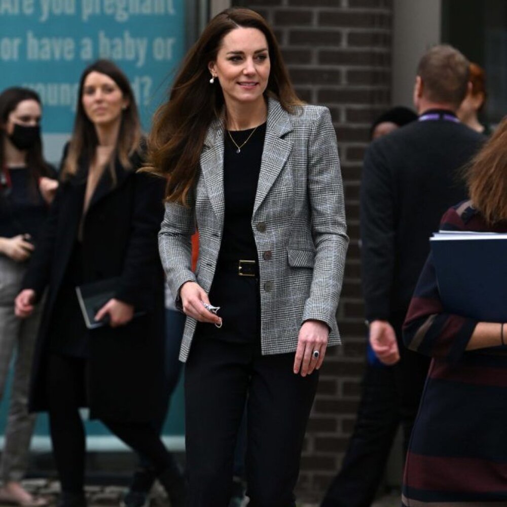 NWT Express Houndstooth double breasted tweed blazer black and white sz Large - Picture 16 of 17